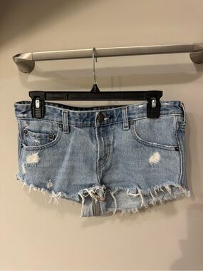 BDG Light Blue Distressed Denim Cutoff Shorts